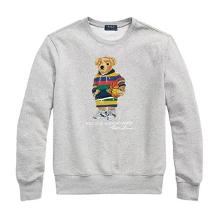 Autumn and winter 23 gold line letter x bear patch printed vests for men and women couples loose casual pullover top
