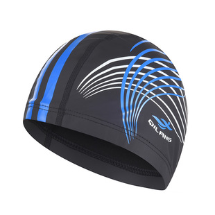 Adult Swimming Cap Wholesale Fashion Printed Ear Protector Head Long Hair PU Cap Unisex Training Swimming Cap