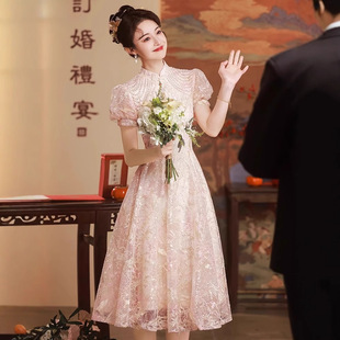 Cheongsam тост костюм для невесты 2025 новый летний новый китайский стиль помолвка свадебное платье