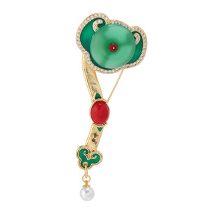 Auspicious and Ruyi Design Sense Brooch Women's Retro High-end Temperament Classical Chinese Style Luxury Pin Cheongsam Accessories