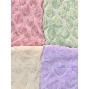 Cross-border Chiffon Fabric Embossed Fried Color Texture Simple Pleated Spring and Summer Pleated Home Fried Color Chiffon Fabric