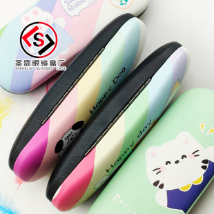 100 HappyDog Big Shuttle Glasses Case Cute Antistress Iron Box Male Cartoon Ladies Student Mirror Case Factory log