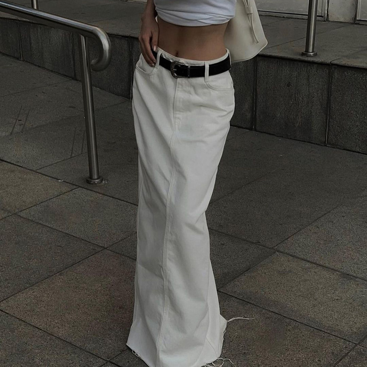 Cross-Border Commuting Fashion Women's Autumn New Versatile High-Waisted Slit Pocket Bodycon Skirt Hot Sale