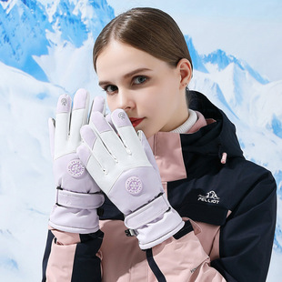 Ski Gloves Men's and Women's Winter Touch Screen Warm fleece-lined Thickened Outdoor Cycling Driving Windproof Cold-proof Waterproof Touch Screen
