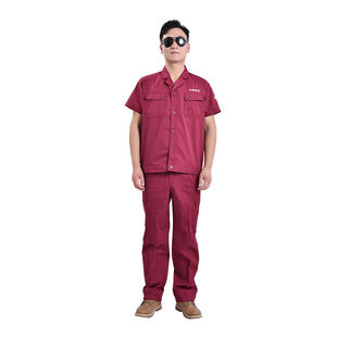 Summer short-sleeved overalls suit men's breathable wear-resistant auto repair property factory electromechanical sanitation labor protection overalls