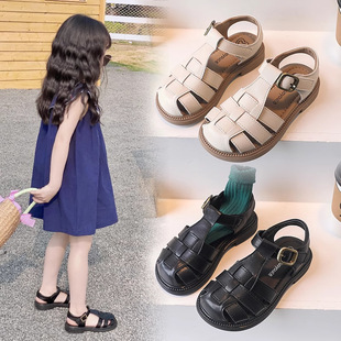 South Korea girls' sandals 2024 Summer new children's princess shoes closed toe little girl Roman shoes baby toddler shoes
