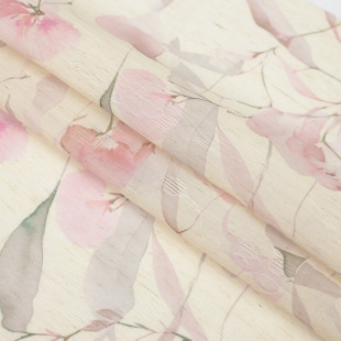 Gastrodia hemp imitation linen printed fabric new Chinese style national style retro style dress Hanfu women's clothing fabric