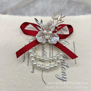 Bow Bridesmaid Wrist Flower Bride's Corsage Best Man's Chest Flower Father Mother's Chest Flower Wedding Decoration