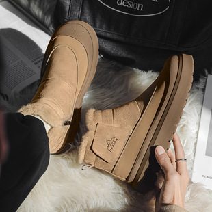 2024 New Autumn and Winter Men's Plush Outdoor Warm fleece-lined Thickened Casual All-match Thick Bottom Non-slip Snow Boots Trendy Shoes