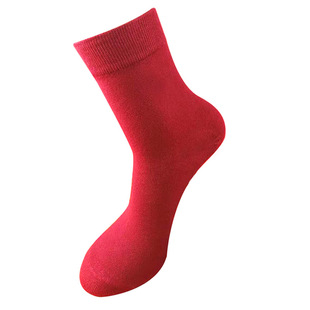 Red socks men and women couples New Year wedding Socks Socks solid color autumn and winter New Year gift cotton socks
