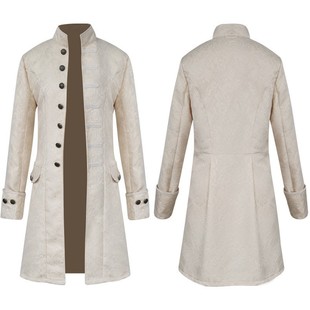 2024 Cross-border New Foreign Trade European and American Men's Coat Solid Color Fashion Steampunk Retro Men's Uniform Collar