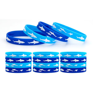 Amazon Printed Shark Theme Wristband Holiday Party Marine Life Unisex Silicone Bracelet