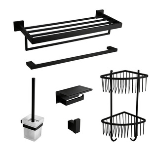 Export German black 304 stainless steel towel rack double black towel rack toilet hardware pendant set