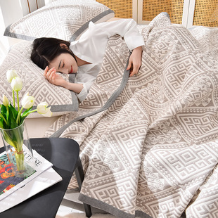Class A maternal and infant grade cotton three-layer yarn pillow towel cover blanket three-piece cotton air conditioning blanket nap blanket travel blanket bed cover