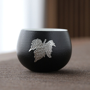 Simple Beauty Black Pottery Zen Cup Ceramic Small Tea Cup Kung Fu Tea Set Single Cup Simple Master Cup Tea Tasting Cup