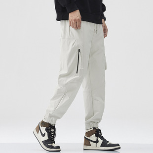American Style Retro Leg Bundled Casual Pants Men's Autumn 2024 New Arrival Multi-Pocket Trendy Brand Overalls Loose Pants for Men