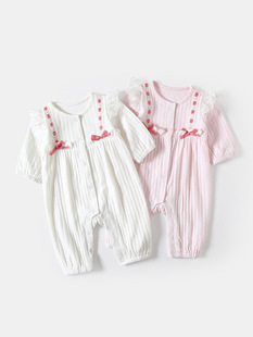 2025 Spring and Autumn Newborn Bow Hattie Climbing Suit 9509 Korean Jumpsuit Baby Clothes in stock