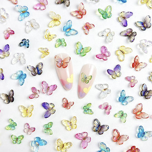 New Manicure Resin Aurora Genie Butterfly Gradient Magic Color Stereo Ins Style Bow Diy Nail Diamond Jewelry