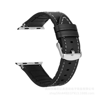 Ремешок для Apple Watch S9 Универсальный Applewatch1-9 поколение силиконовый кожаный ремешок с пряжкой трансграничный