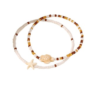 Two-piece Cross-border Seaside Natural Stone Anklet Women's Vacation Exotic High-class Anklet Turtle Starfish