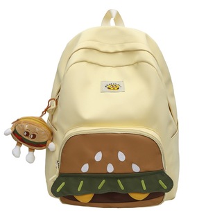 Campus Schoolbag Female Junior High School Students High School Cute Cartoon Hamburger Backpack Girl Large Capacity Student Backpack Trendy