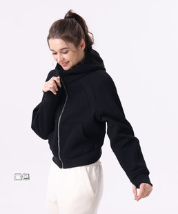 LU IUX Autumn and Winter Yoga Clothes Women's Sports Full Zip Hoodie Loosening Pure Cotton Casual Thickened Fitness Clothes