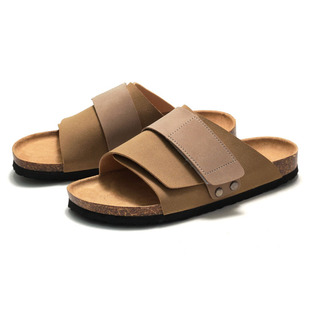 Ruipu Autumn and Winter New Cork Slippers Men's Couple Women's Sandals Slippers Student Beach Shoes Outer Wear Leather Cross-border Pine