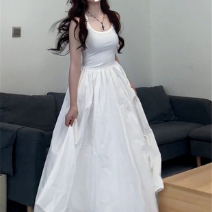 2025 Early Spring New Style Small White Sling dress Children Summer Korean High-end Wear suit Dress