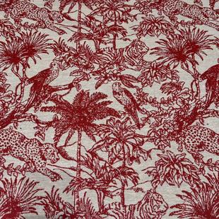 New Antique Jungle Animal and Plant Polyester Cotton Yarn-dyed Jacquard Fabric Pillow Cloth Clothing Shoes Material Handmade Cloth Head