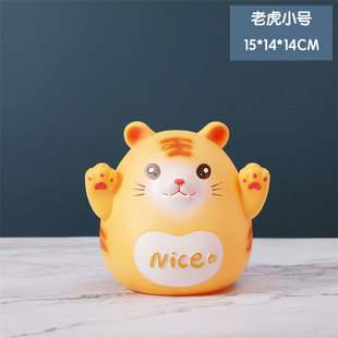 Creative new cute pink raccoon dog piggy bank resin durable large capacity piggy bank friends birthday gift