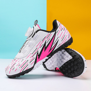 2024 New Girls Rotating Button Children's Football Shoes Primary School tf Broken Nail Women's Running Size 28 Training Shoes