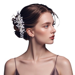 Star Trade Handmade Pearl Rhinestone Hair Comb Wedding Dress Dinner Party Hair Accessories Bridal Headwear CP13