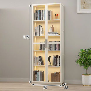 Transparent Display Cabinet American Bookcase Floor Dust-proof Internet-famous Bookshelf with Glass Door Storage Cabinet Free Combination