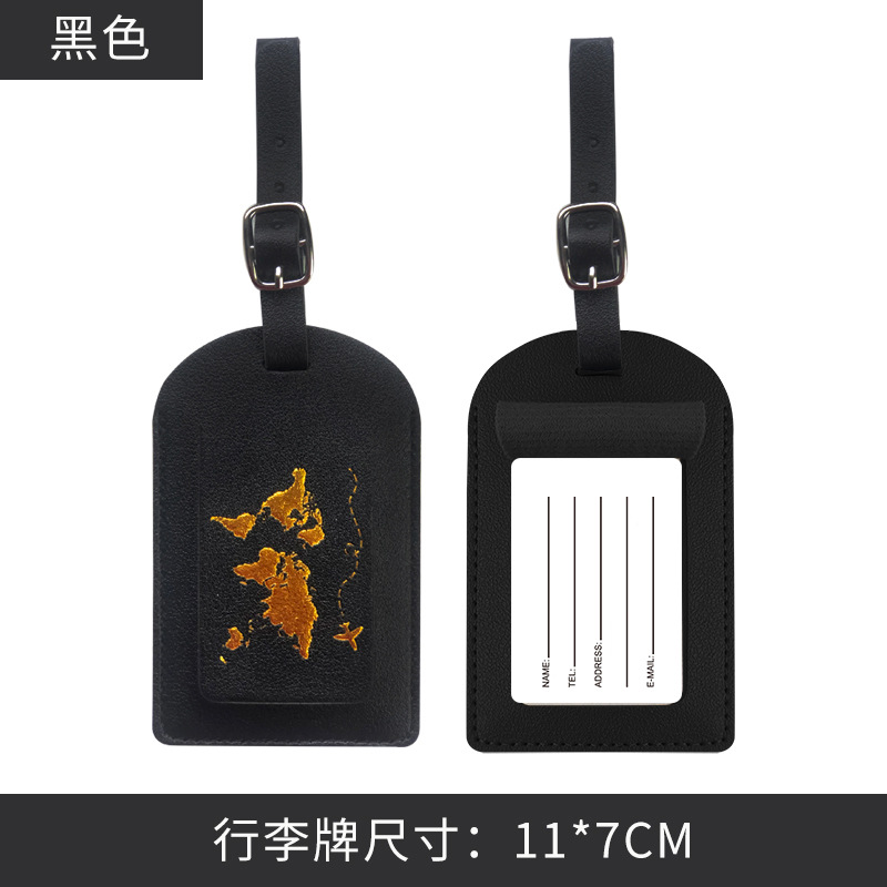 PU leather passport set LOGO map hot stamping Amazon luggage tag passport holder set