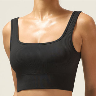 European and American High Strength Shockproof Fitness Bra Beautiful Back Big Chest Push-up Sports Underwear Women's Threaded Yoga Vest Top