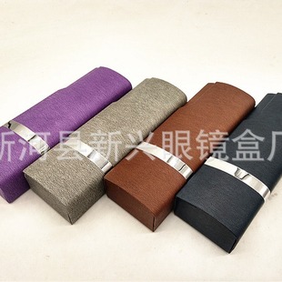 Factory wholesale fashion adult leather steel strip myopia mirror optical lens glasses case printable logo Compression Resistance