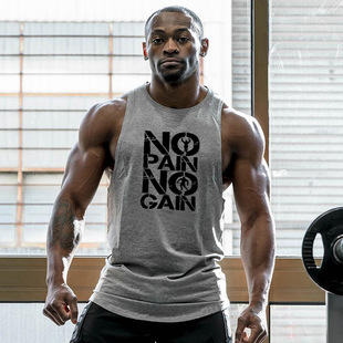 Loose Fitness Bodybuilding Clothing Gym Small Round Neck Sports Training Deep Dig Cotton Men's Vest