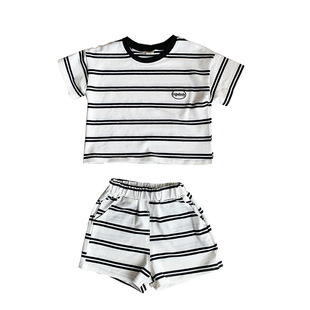 Boys' thin suit 2022 summer new children's striped short-sleeved shorts children's casual two-piece set Wholesale