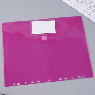 Wholesale Velcro 11 hole loose-leaf file bag color thickened advertising logo data folder storage bag