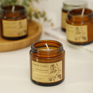 Cross-border Hot Sale Aromatherapy Candle Vintage Tea Glass Jar Soybean Wax Accompanying Gift Smoke-free Bedroom Aroma Candle Cup