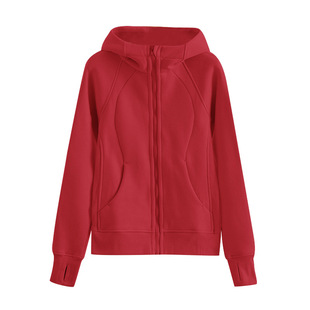 Winter Fleece-lined Hooded Yoga Coat Women's Top Sports Hoodie Sweater Slim-fit Long-sleeved Zipper Casual Jacket