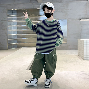 Boys' Spring and Autumn Wear suit 2025 New Arrival Zhongda Children's Spring and Autumn Boy's Autumn Handsome Blow Street Fashionable Tide