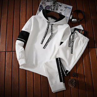 Wholesale men's and women's autumn suit men's Korean-style trendy handsome hip hop loose long-sleeved T-shirt two-piece student sweater