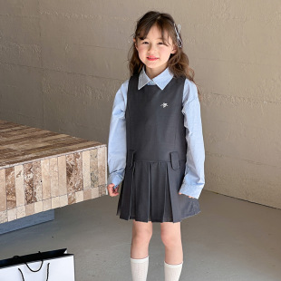 Aimo Bebe Childring Faby Spring 2025 Новая корейская версия повседневного платья для девочек