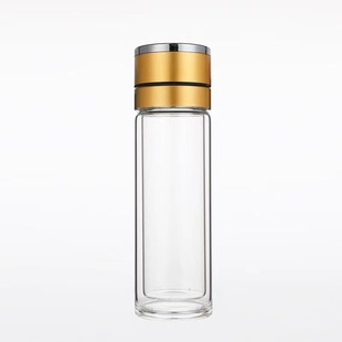 New high color value quick open glass cup one-button open lid tea separation straight cup car business gift cup wholesale