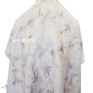 New Chinese Style Floral Printed Fabric Qian Bamboo Velvet Autumn and Winter Knitted Jacquard Composite Fabric Stretch Milk Silk Garment Fabric