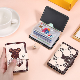 Cute Cartoon Bear Card Bag Women's Anti-degaussing Large Capacity Multi-card Driver's License Holder Credit Card Holder Coin Purse Bag