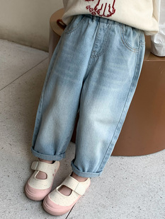 Girls' Love Pocket Jeans Spring 2025 New Arrival Western Style Baby Girl Spring and Autumn Torre Long Pants Trendy