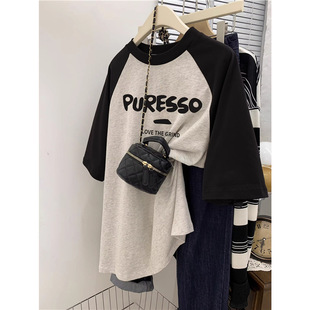 plus size Cotton Short-sleeved Women's T-shirt Summer 2025 New chubby girl Mid-length Raglan Sleeve T-shirt oversize Top
