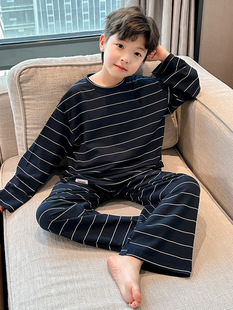 Children's Pajamas suit Cotton 2025 New Boys' Thin Long Sleeve Boys' Home Clothes Spring and Autumn Big Children's Air-conditioning Clothes